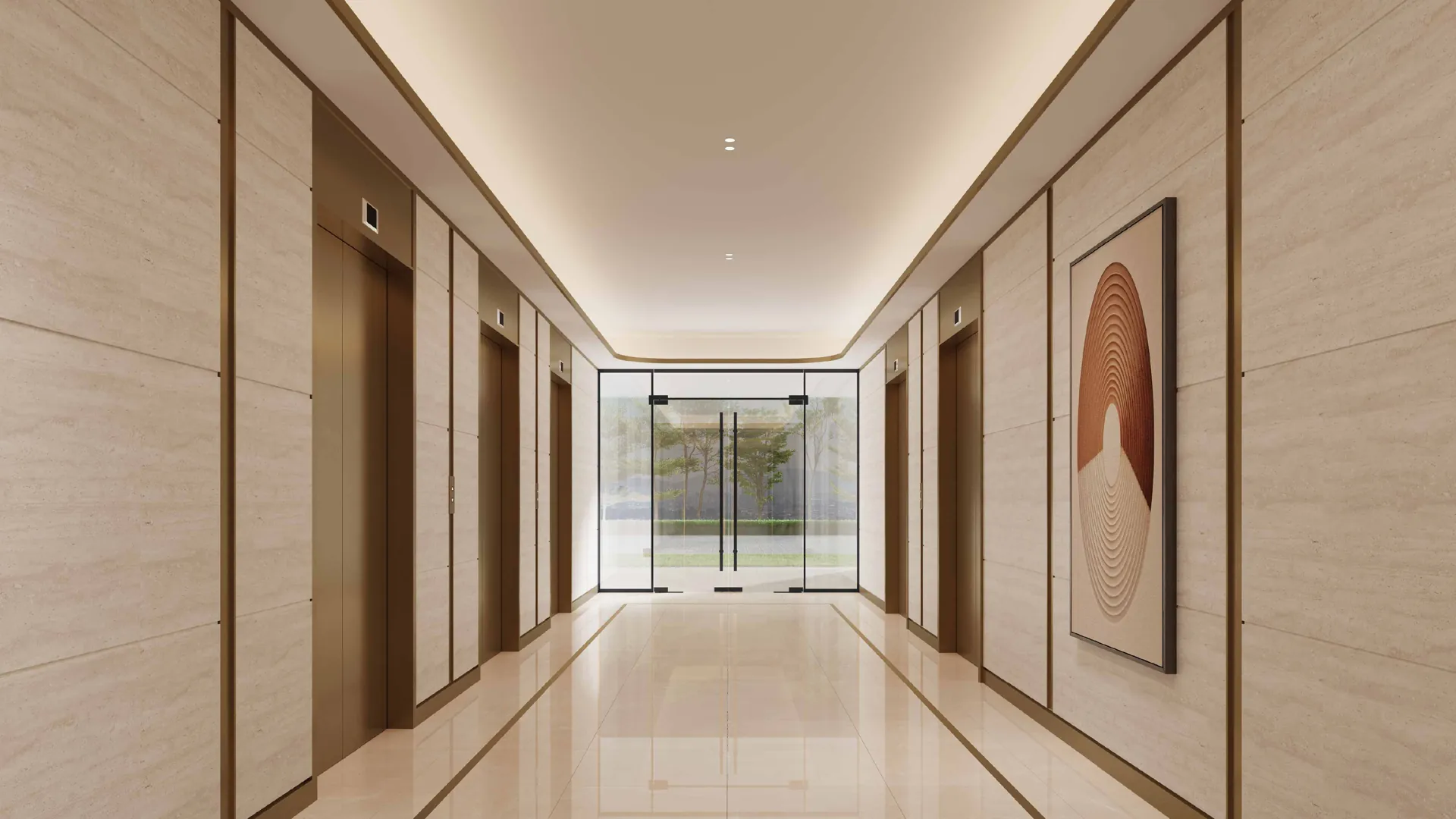 Marble-finished lift lobby